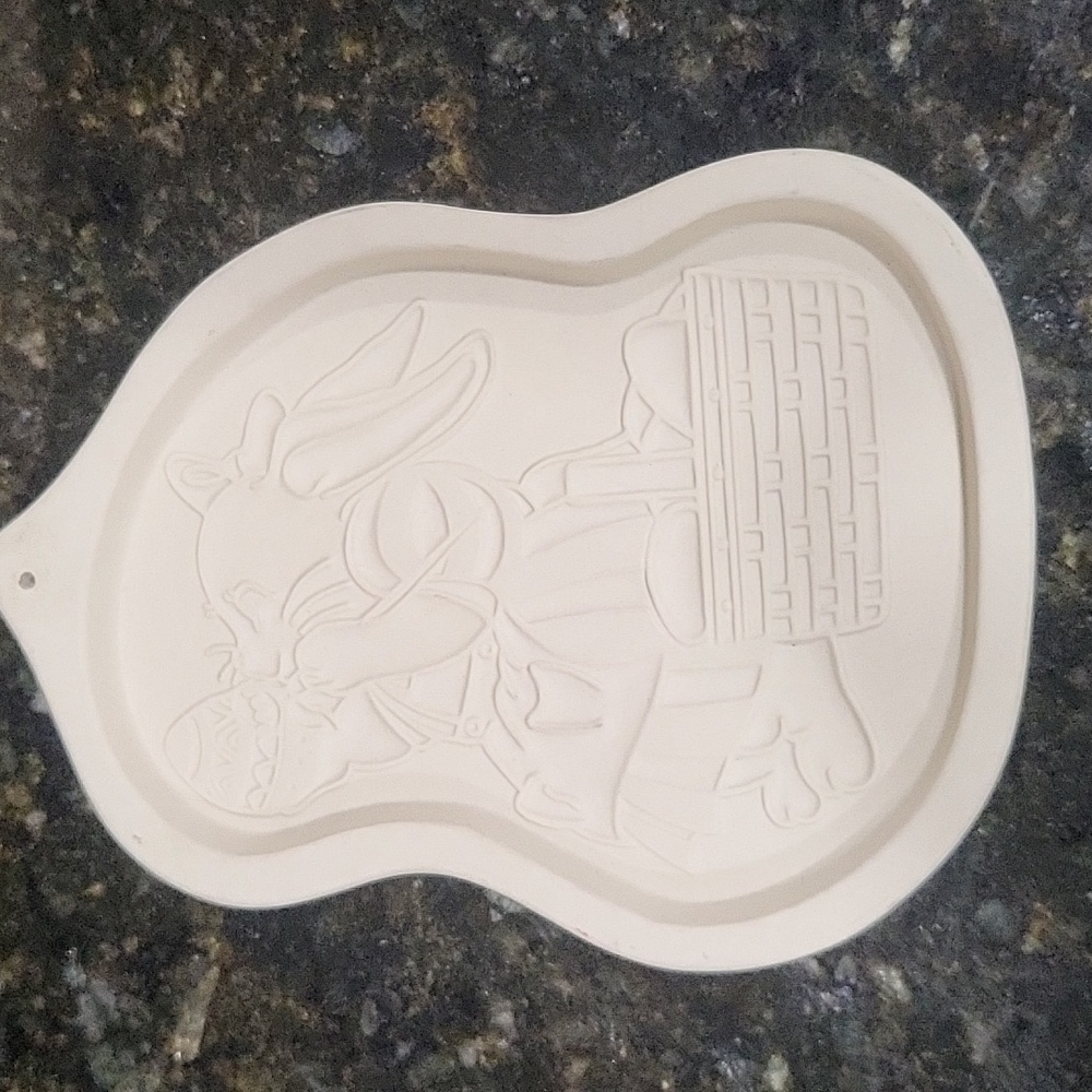 Vintage Longaberger Pottery 1996 Easter Bunny Cookie or Shortbread Mold Decor